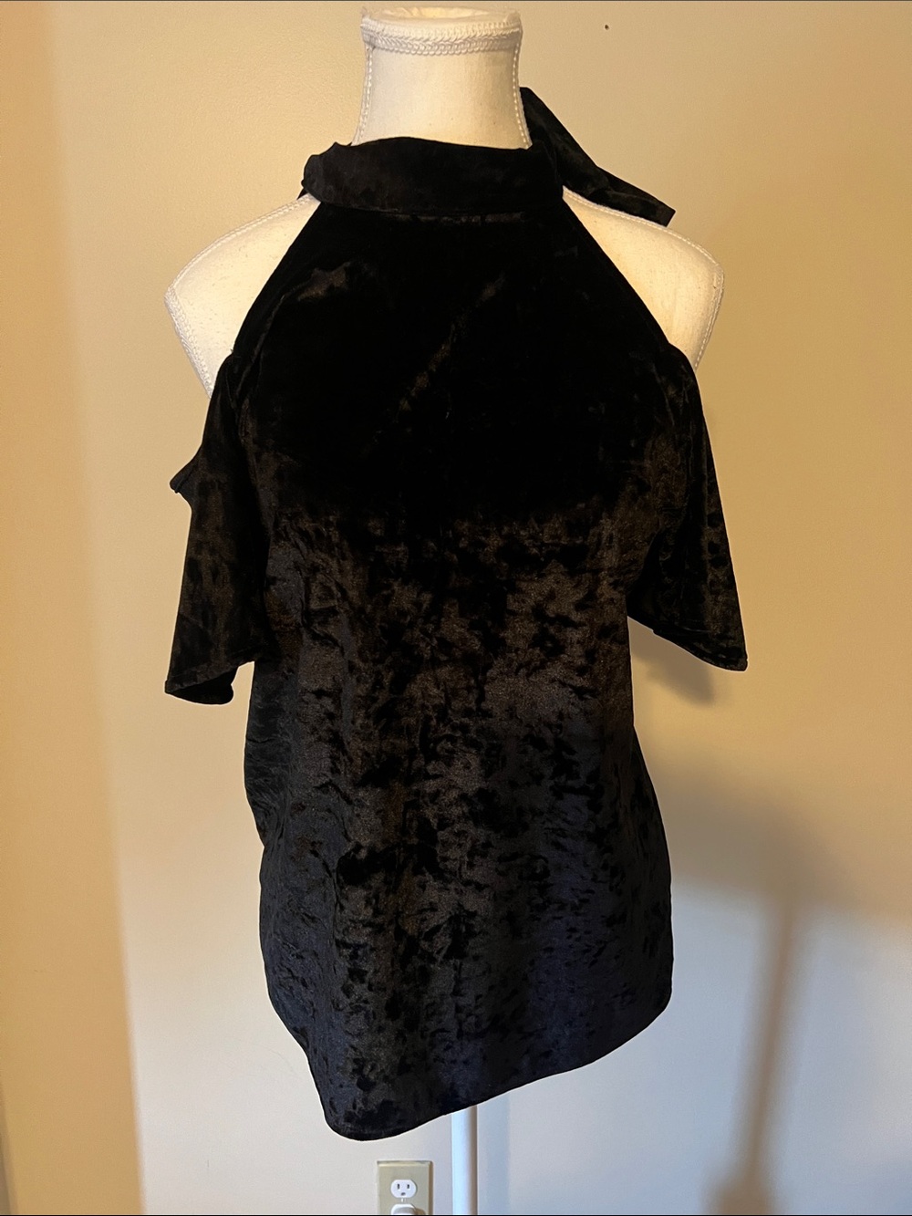 Black and Pink Sweet Pea Velvet Short Sleeve Tops - Women's Casual Luxe